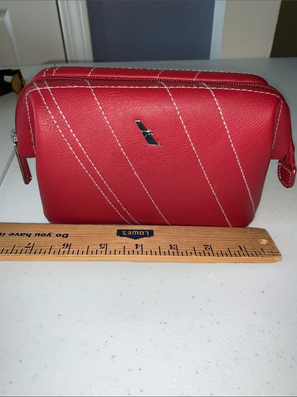 American Airlines AA toiletry cosmetic bag brand new red with white stitching
